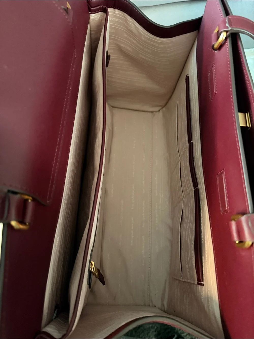 Kate Spade Leather Tote in Burgundy with Gold hardware